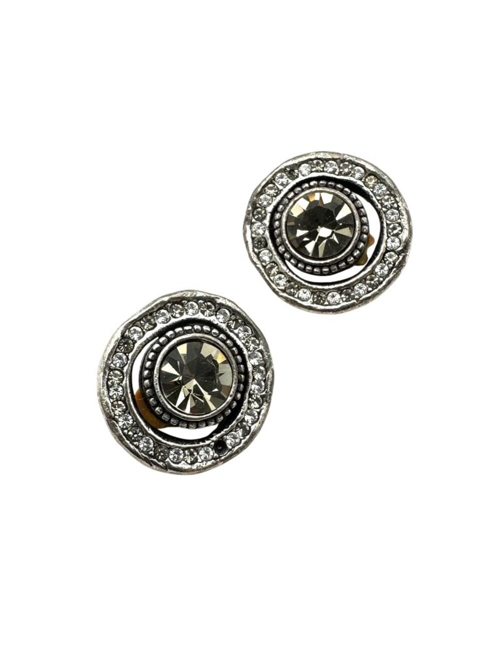 Patricia Locke Swarovski Crystal Silver Tone Clip Earrings